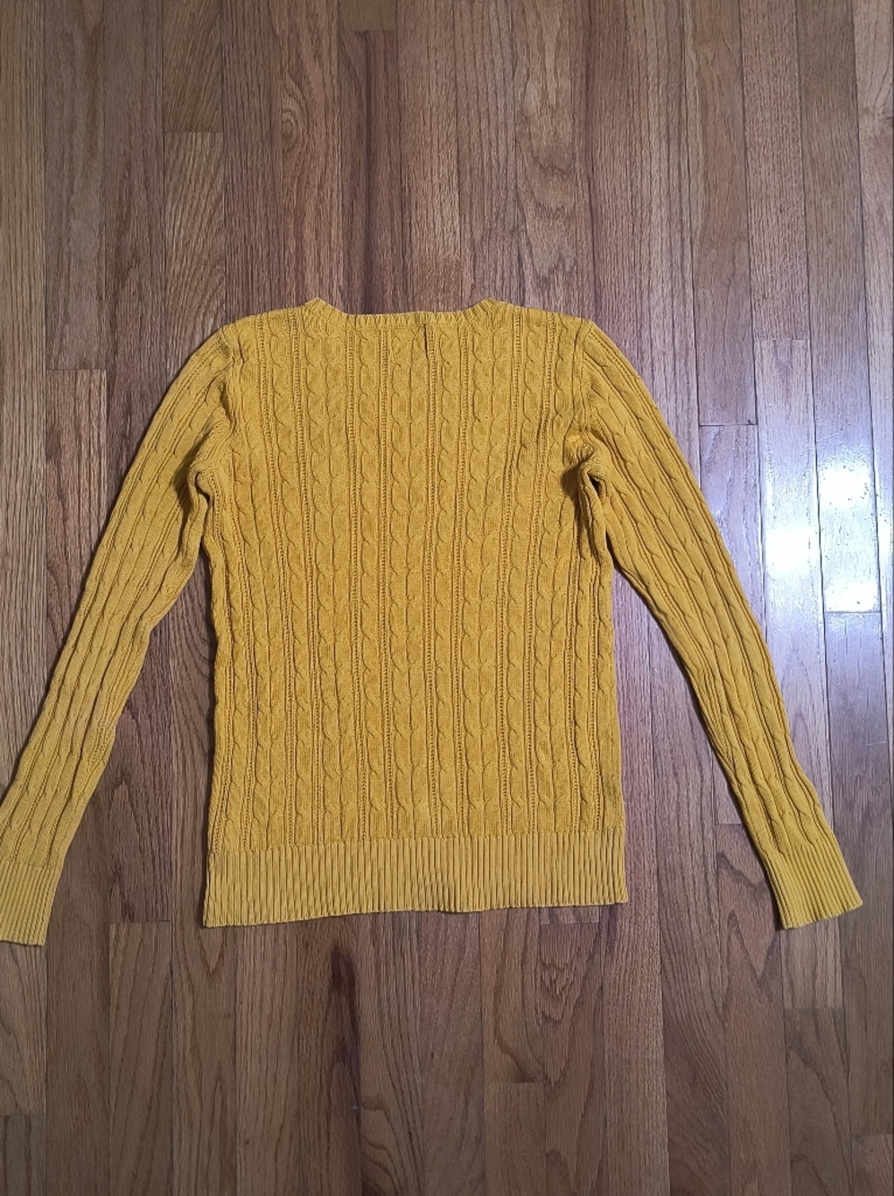 3/$10⭐ St. John's Bay Cable Knit Sweater, Yellow, Women's Small - Picture 10 of 13